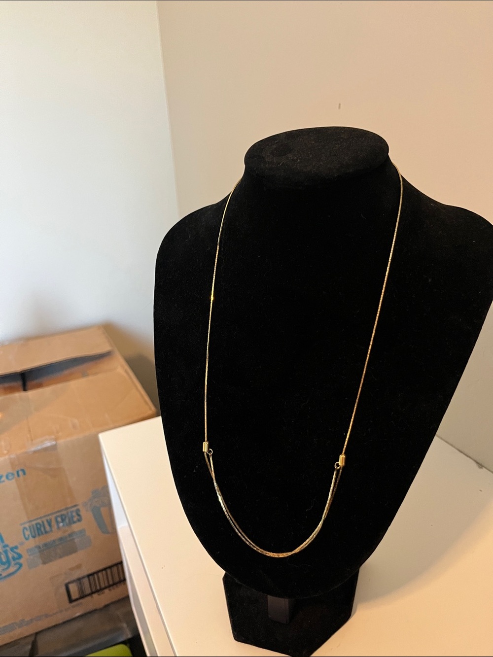 Vintage adjustable Length simple gold necklace